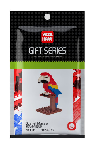 Wisehawk Scarlet Macaw - 105 Pieces (6.5cm Tall)