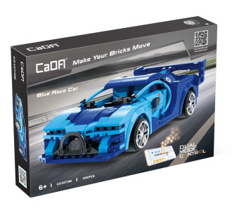CaDA Tech R/C Blue Race Car - Bugatti Veyron - 325 Pieces - 20cm Long