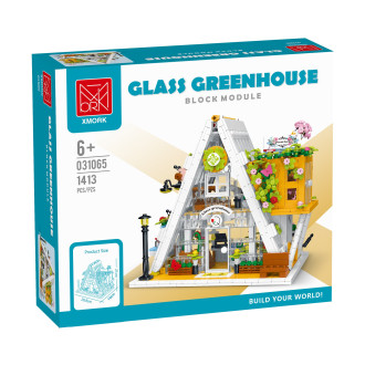 XMork Model Glass Greenhouse Building Blocks (1413pcs) - 20cm Long 