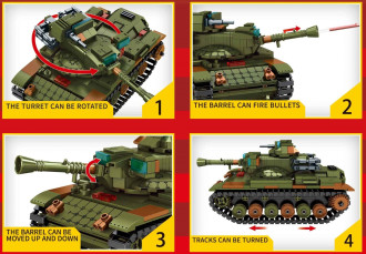 Sembo Block 1/14 Scale 2-in-1 M60A2 "Starship" Main Battle Tank (20cm Long)/M46 Patton tank - 701 pieces