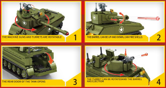 Sembo Block 2-in-1 M4 Sherman Medium Tank (25cm)/M113 Armoured Personnel Carrier - 649 pieces