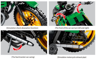 Sembo Tech 1/8 Scale R/C Triumph Bobber Motorcycle - 444 pieces (32cm Long)