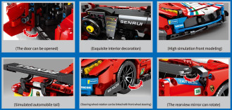 Sembo Tech 1/14 Scale Ferrari 488 GTE - 1206 pieces (34cm Long) 