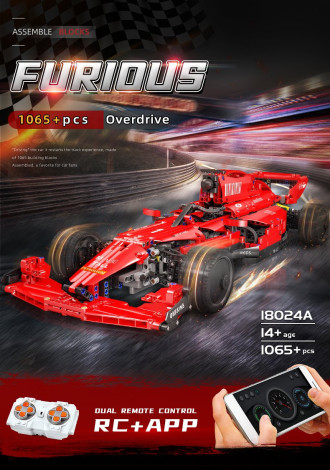 Mould King Tech 1/8 Scale R/C F1 Red Furious - 1065 Pieces - 59cm long