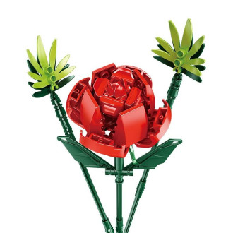 Panlos Flower Bouquet Building Blocks (124pcs) - Rose - 43cm Tall